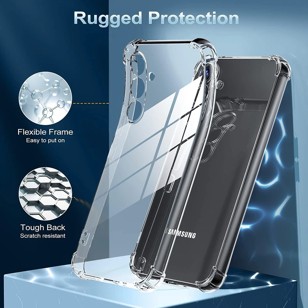 Transparent Silicone Soft Shockproof Case For Samsung Galaxy S24 S23 FE Plus Ultra A55 A35 A25 A15 A54 A34 A24 A14 Back Cover