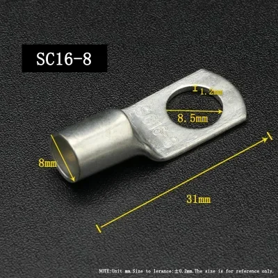 SC Type Wire Nose Terminal SC6 SC10 SC16 SC25 SC35 Bare Copper Battery Block Lugs Hole ID6/8/10/12mm Crimp Wire Connector