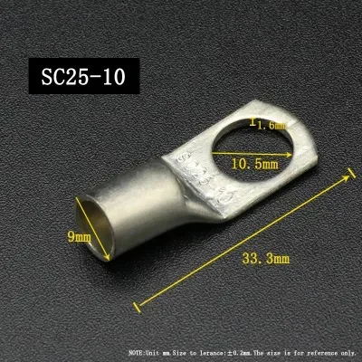 SC Type Wire Nose Terminal SC6 SC10 SC16 SC25 SC35 Bare Copper Battery Block Lugs Hole ID6/8/10/12mm Crimp Wire Connector