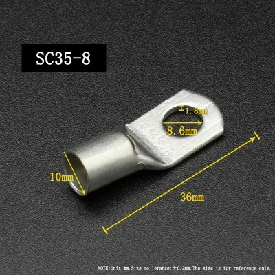 SC Type Wire Nose Terminal SC6 SC10 SC16 SC25 SC35 Bare Copper Battery Block Lugs Hole ID6/8/10/12mm Crimp Wire Connector