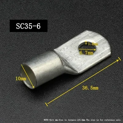 SC Type Wire Nose Terminal SC6 SC10 SC16 SC25 SC35 Bare Copper Battery Block Lugs Hole ID6/8/10/12mm Crimp Wire Connector