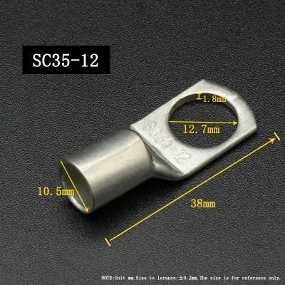 SC Type Wire Nose Terminal SC6 SC10 SC16 SC25 SC35 Bare Copper Battery Block Lugs Hole ID6/8/10/12mm Crimp Wire Connector