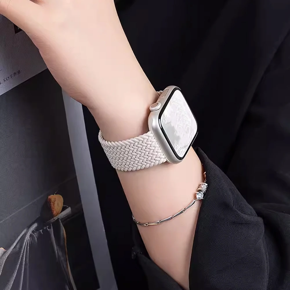 Band For Apple watch Series 10 11 46mm 42mm 9 7 8 5 SE 6 44mm 45mm 40mm 41mm Ultra 49mm bracelet correa Braided Solo Loop Strap
