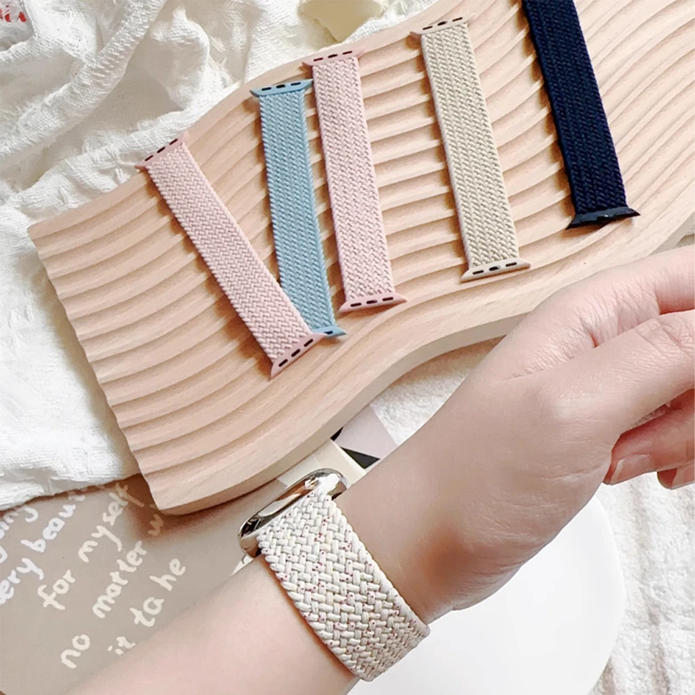 Band For Apple watch Series 10 11 46mm 42mm 9 7 8 5 SE 6 44mm 45mm 40mm 41mm Ultra 49mm bracelet correa Braided Solo Loop Strap