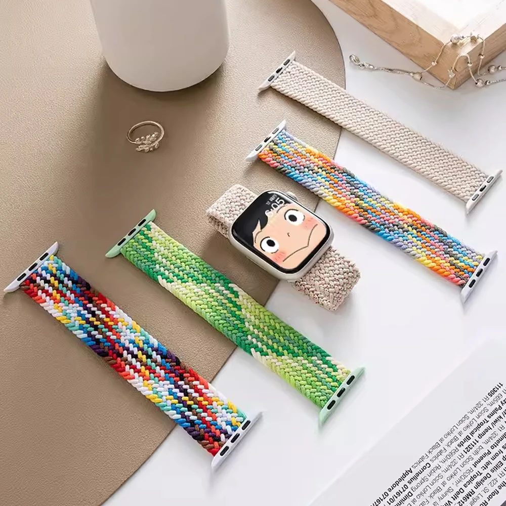 Band For Apple watch Series 10 11 46mm 42mm 9 7 8 5 SE 6 44mm 45mm 40mm 41mm Ultra 49mm bracelet correa Braided Solo Loop Strap