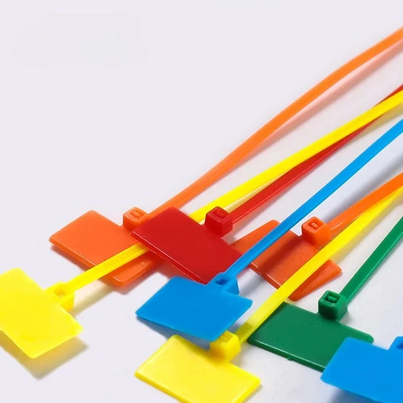 30/50pcs Nylon Label Self-locking Cable Tie Color Mark Disposable Plastic Buckle Waterproof Cable Wire Mark Cable Tie
