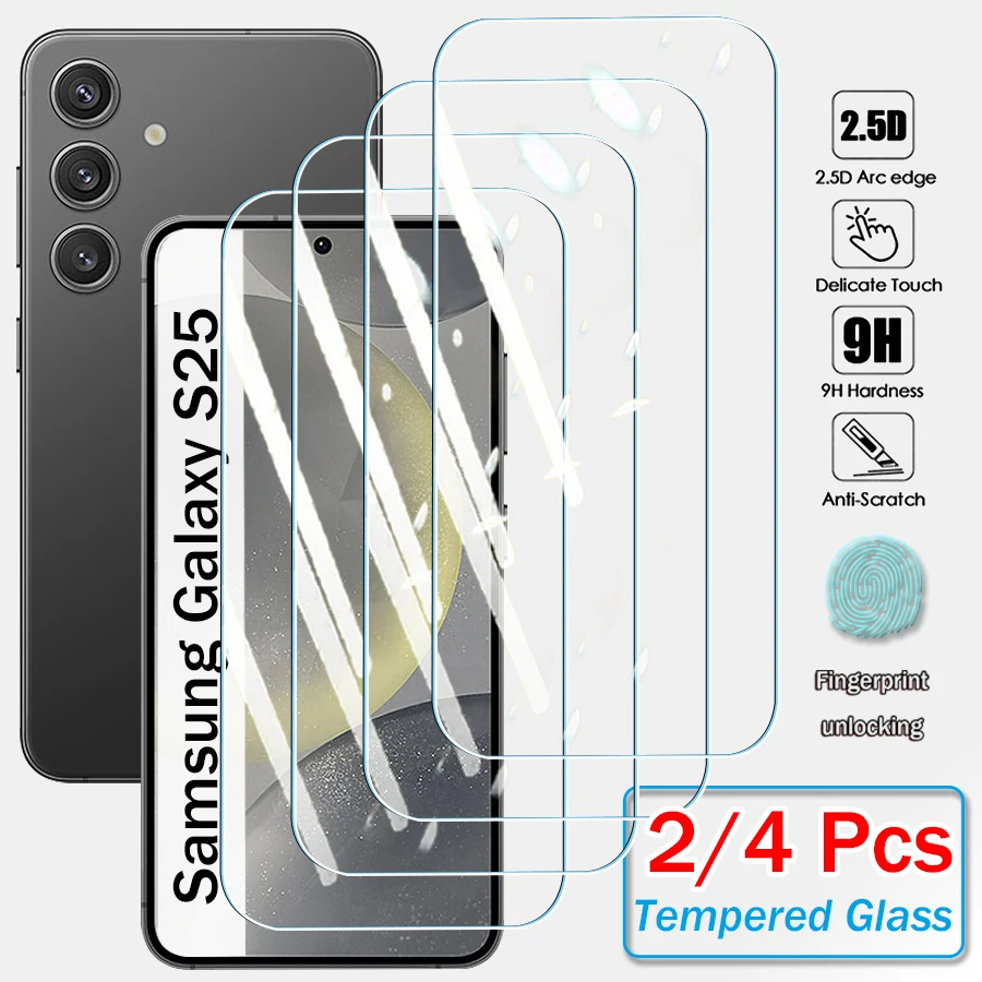 2/4Pcs Tempered Glass Screen Protector For Samsung Galaxy S26 S25 S24 Ultra S23 S22 Plus FE Clear Protective Cover Glass Film