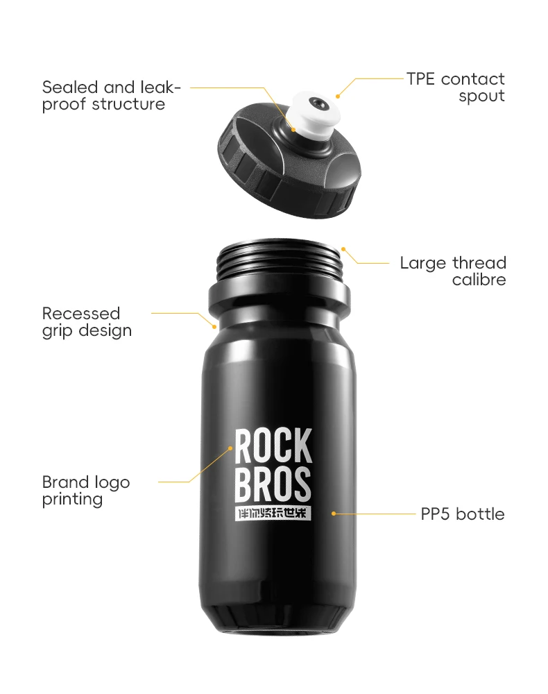ROCKBROS Bicycle Water Bottle 600ML PP Sports Cup Cycling Kettle Outdoor Camping Hiking Squeeze Bike Cup
