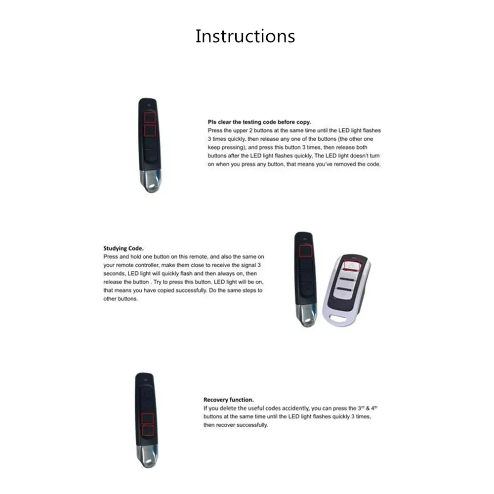 433MHZ Remote Control Garage Gate Door Opener Remote Control Duplicator Clone Cloning Code Car Key