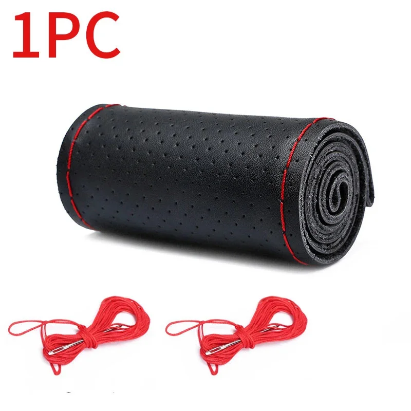 Genuine Leather Steering Wheel Cover For Car Braiding Steering Wheel Protector Covers Anti Scratch Steering Accessories