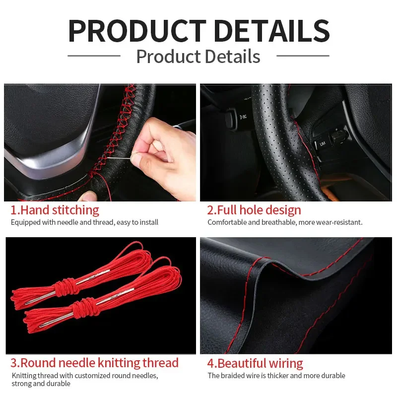 Genuine Leather Steering Wheel Cover For Car Braiding Steering Wheel Protector Covers Anti Scratch Steering Accessories