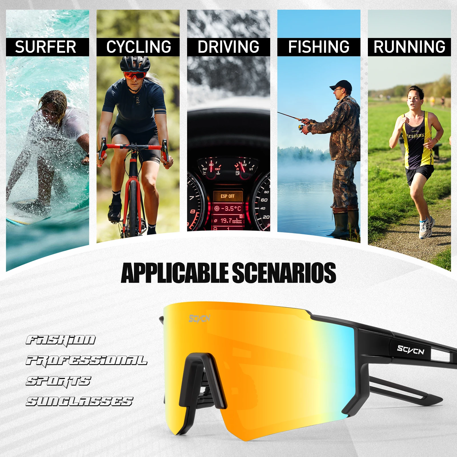 SCVCN Cycling Glasses Bike Sunglasses Men UV400 Eyewear Sports MTB Outdoor Goggles Bicycle Women Sunglasses Multi Color Riding