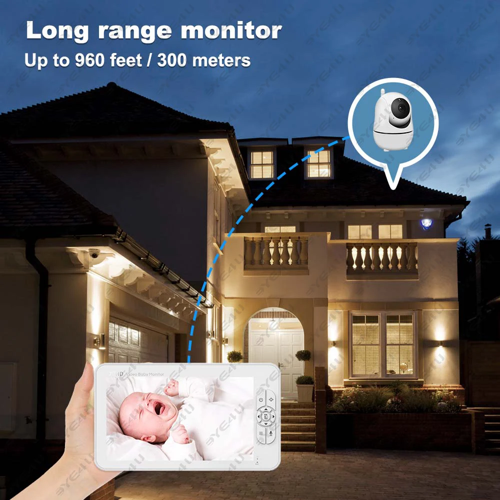 5 Inch Video Baby Monitor With Camera PTZ Zoom Babyphone Cam Security Protection Surveillance Cameras Temperature Sensor Lullaby