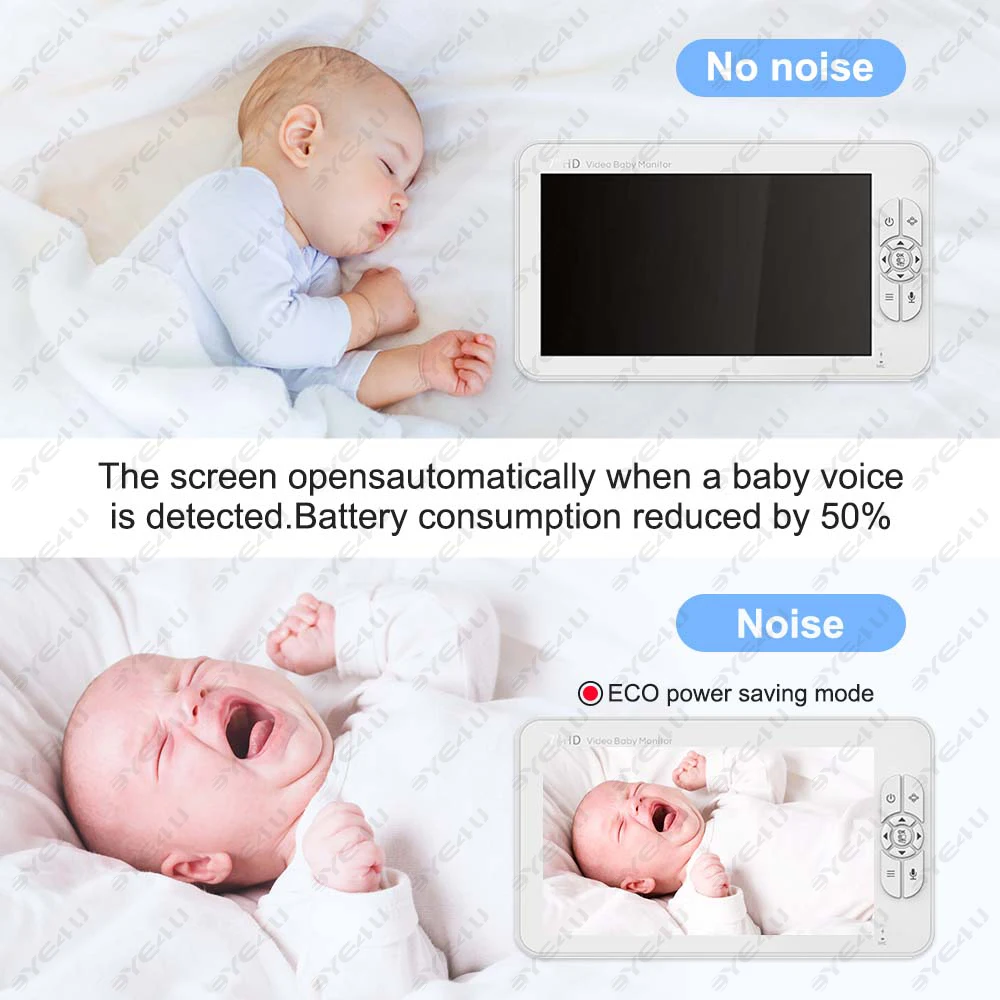 5 Inch Video Baby Monitor With Camera PTZ Zoom Babyphone Cam Security Protection Surveillance Cameras Temperature Sensor Lullaby