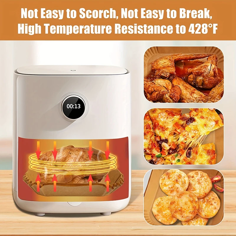 Air Fryer Paper Liners Disposable Oil-Proof Waterproof Baking Paper Round Square And Rectangle Parchment Kitchen Party Supplies