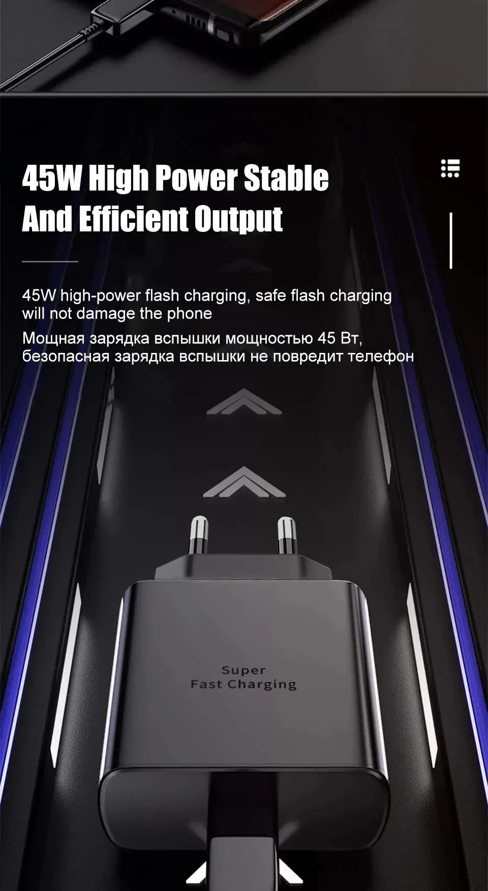 45W PD  Super Fast Charger for Samsung for Galaxy S24 Ultra S23 S22 S21 Plus Note10 A54 A34 5A Quick Charging Type C Data Cable