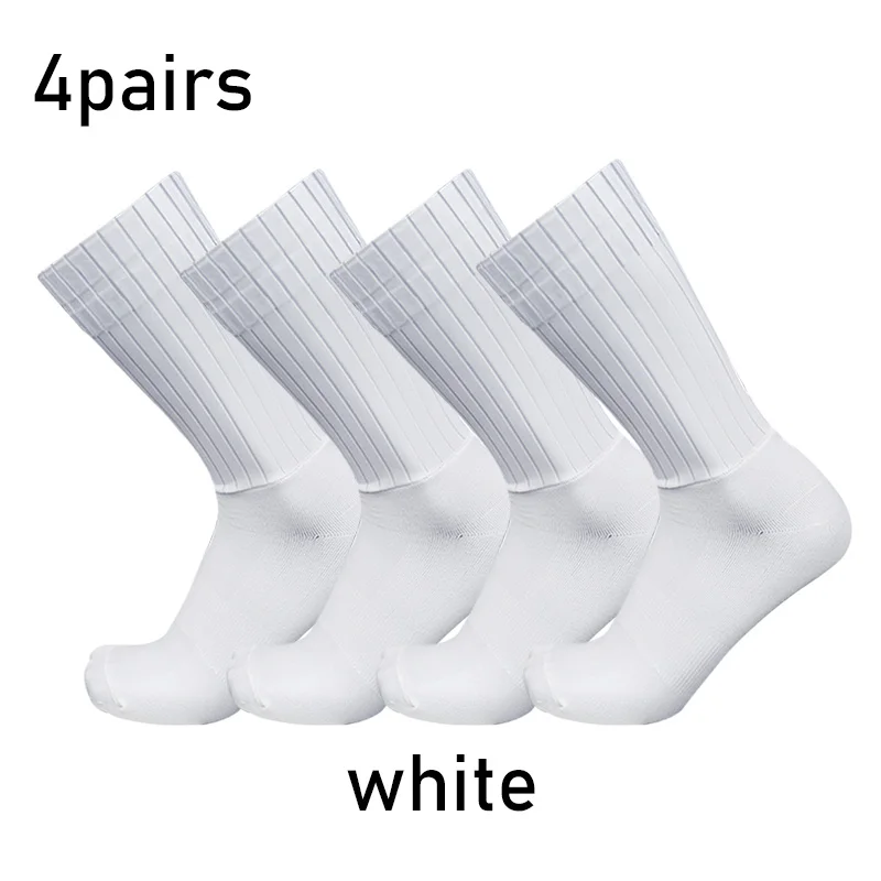 Socks 4pairs/set Aero Pure Color Cycling Silicone Sports Non-slip Pro Racing Bicycle Socks Summer Cool Calcetines Ciclismo