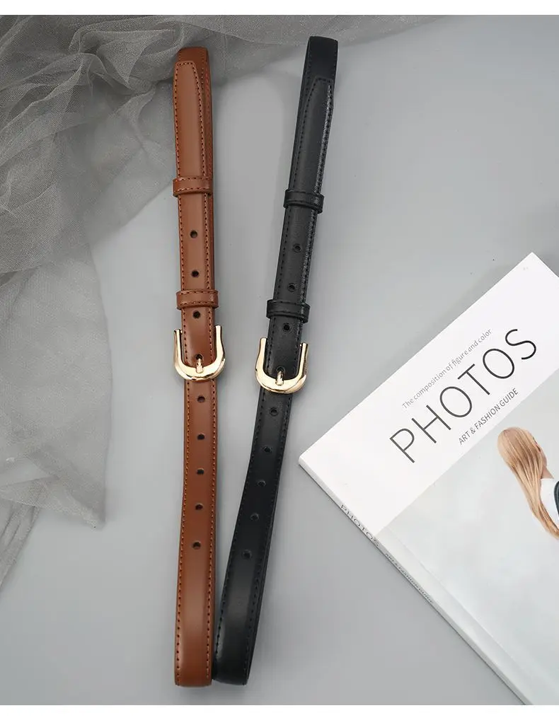 Belt Summer Brown Belt with Fine Matching Western Pants Simple and Versatile Belt 2024 New Fashion Decoration