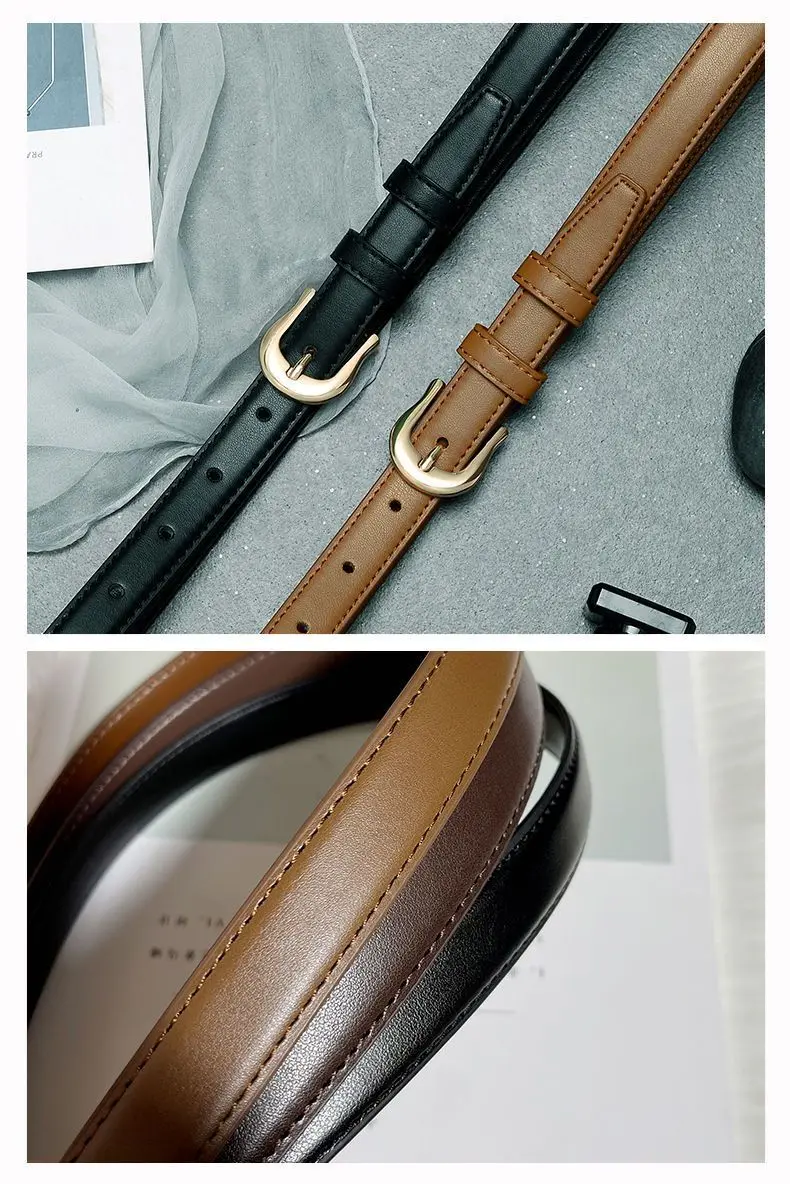 Belt Summer Brown Belt with Fine Matching Western Pants Simple and Versatile Belt 2024 New Fashion Decoration