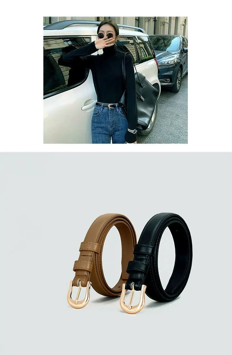 Belt Summer Brown Belt with Fine Matching Western Pants Simple and Versatile Belt 2024 New Fashion Decoration