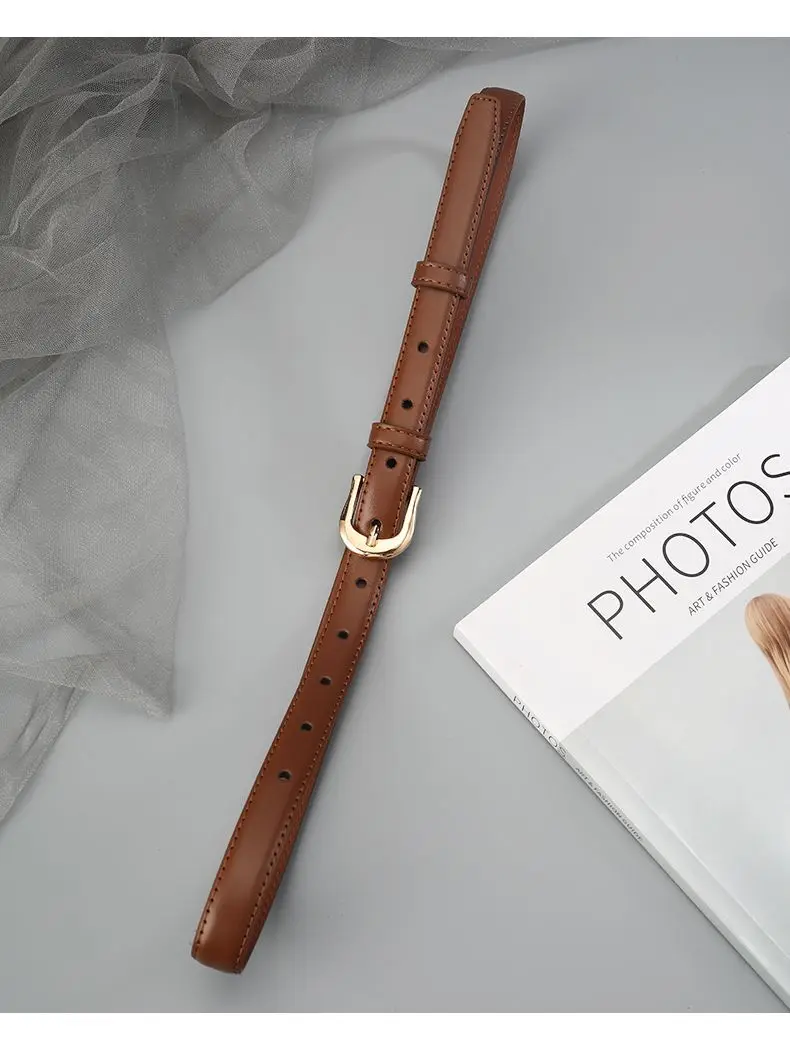 Belt Summer Brown Belt with Fine Matching Western Pants Simple and Versatile Belt 2024 New Fashion Decoration