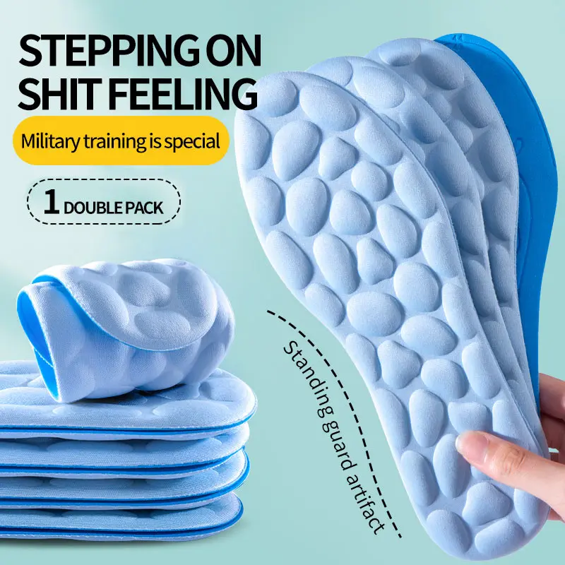 4D Cloud Technology Sports Insoles for Shoes PU Sole Soft Breathable Shock Absorption Cushion Running Orthopedic Care Insoles