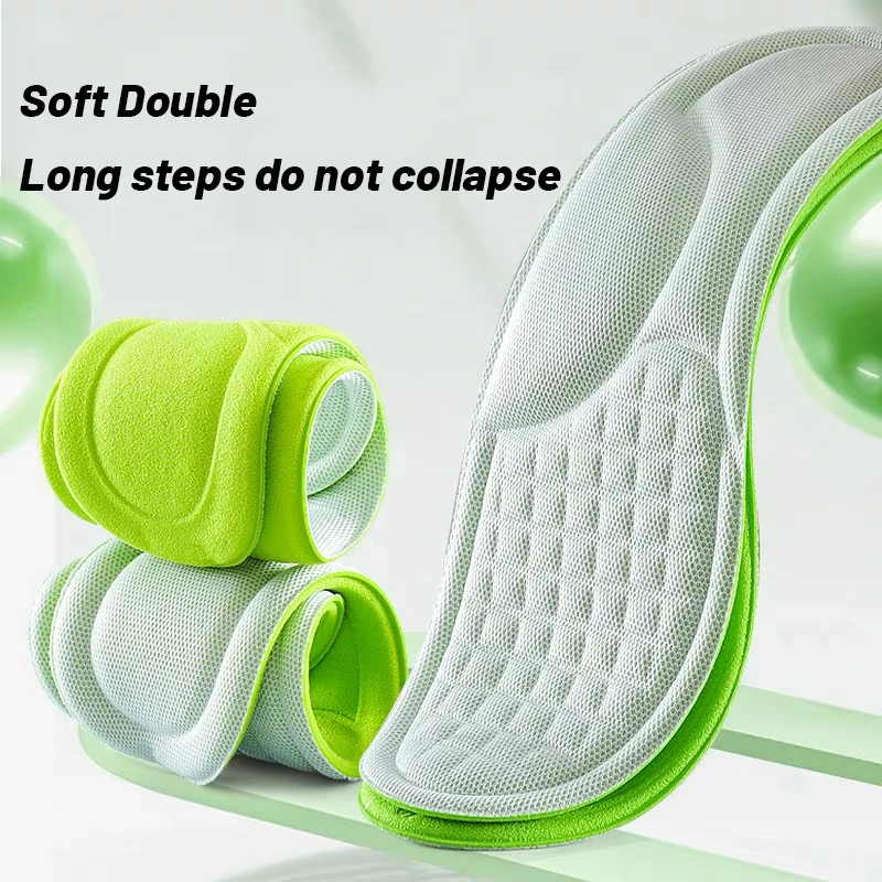 4D Cloud Technology Sports Insoles for Shoes PU Sole Soft Breathable Shock Absorption Cushion Running Orthopedic Care Insoles