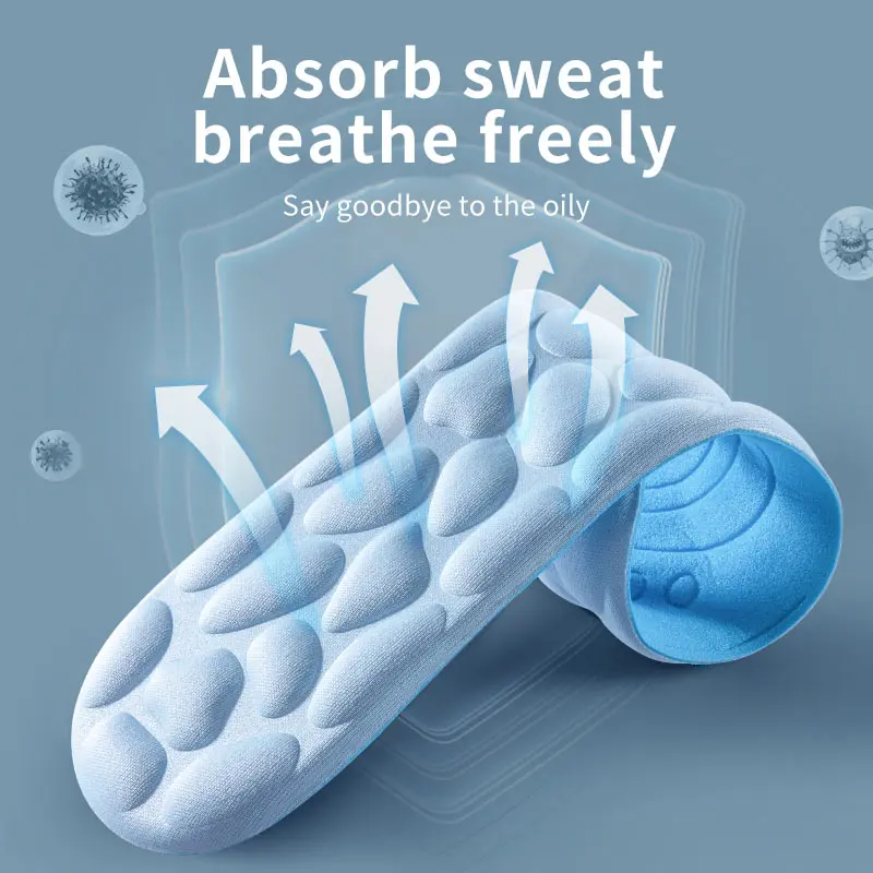 4D Cloud Technology Sports Insoles for Shoes PU Sole Soft Breathable Shock Absorption Cushion Running Orthopedic Care Insoles