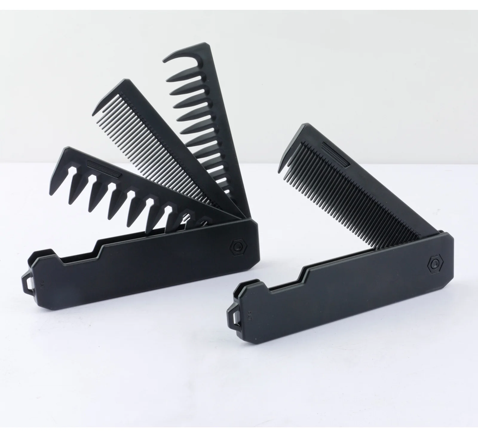 New 1/2/3 in 1 Pocket Folding Combs Plastic Wide Tooth Oil Head Comb Beard Combing Barber Clipper Comb Salon Hair Styling Tools