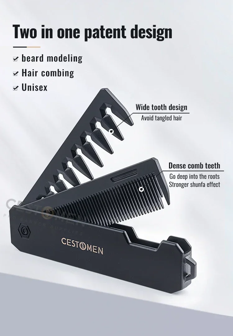 New 1/2/3 in 1 Pocket Folding Combs Plastic Wide Tooth Oil Head Comb Beard Combing Barber Clipper Comb Salon Hair Styling Tools