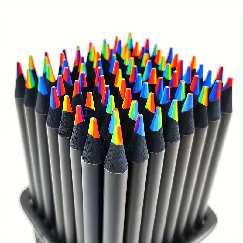 12/24/36/48Pcs 7 Colors Rainbow Pencils 3.3mm Colored Pencils For Art Drawing Coloring Halloween Thanksgiving Gift