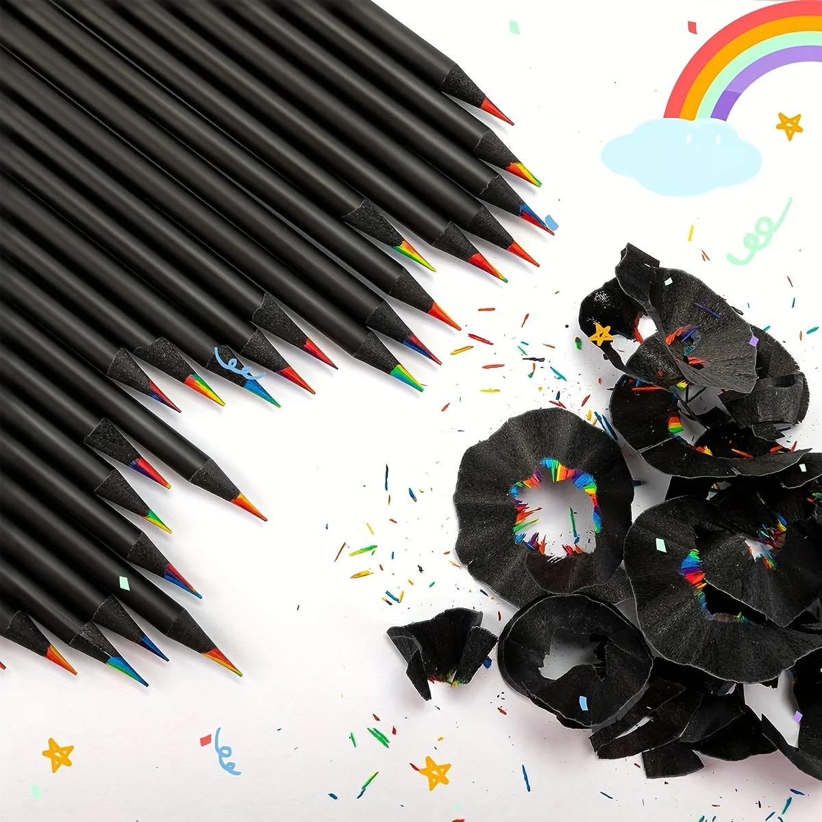 12/24/36/48Pcs 7 Colors Rainbow Pencils 3.3mm Colored Pencils For Art Drawing Coloring Halloween Thanksgiving Gift