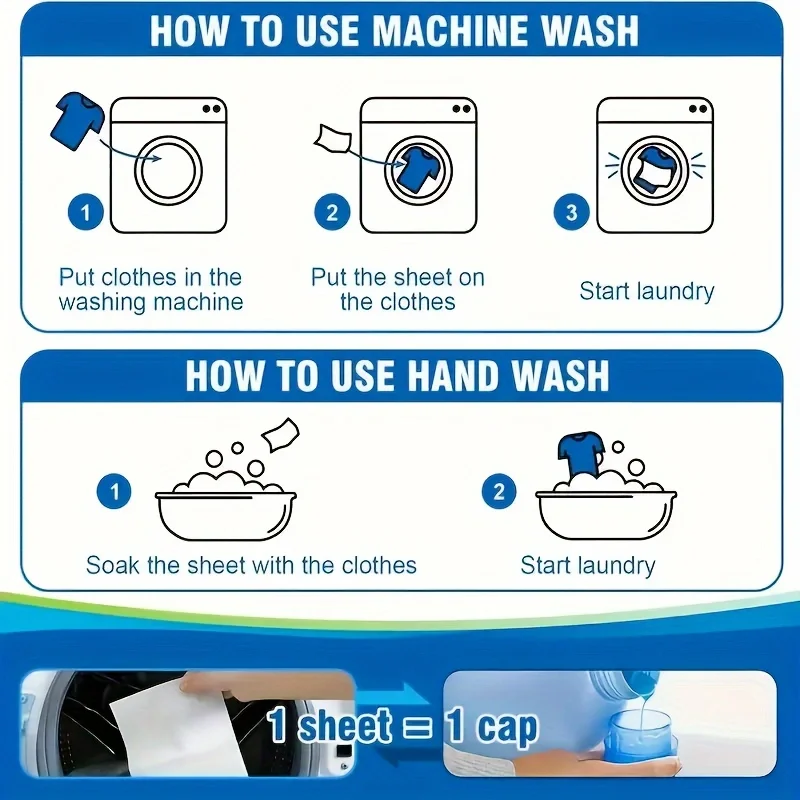 50Pcs Plastic-Free Laundry Detergent Tablets, Hypoallergenic Liquid-Free Laundry Tablets - Powerful Decontamination and Biodegradable Cleaning Strips! for Commercial/Laundry Room, Home Dormitory, Travel, Camping Style and Hand Washing, No Waste, Fresh Fragrance