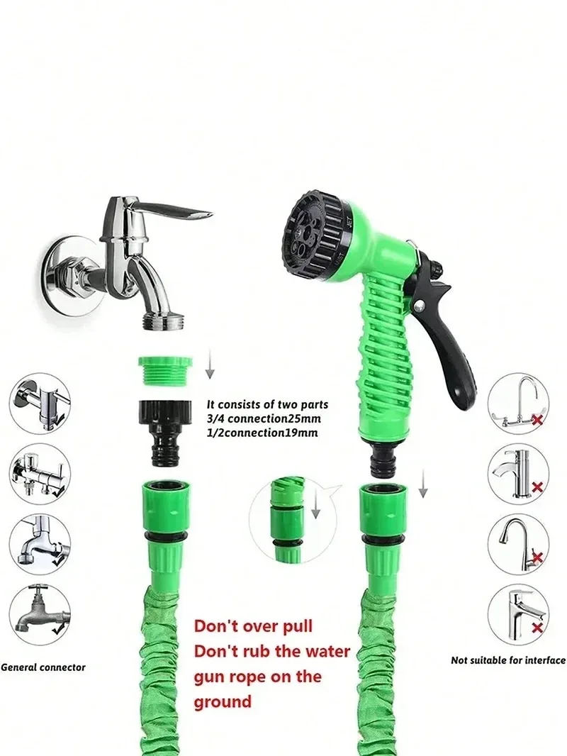 25FT-200FT Garden Hose Expandable Magic Water Pipes Home Garden Daily Watering Tools High-Pressure Car Wash Cleaning Water Gun