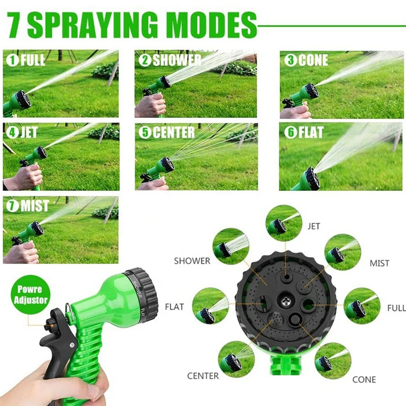 25FT-200FT Garden Hose Expandable Magic Water Pipes Home Garden Daily Watering Tools High-Pressure Car Wash Cleaning Water Gun