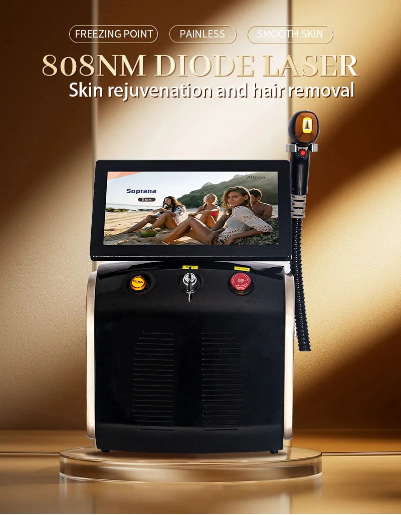 Professional Laser Epilator Ice Titanium Permanent Hair Removal 3 Wavelengths Diode Laser Remove Hair Machine for Salon
