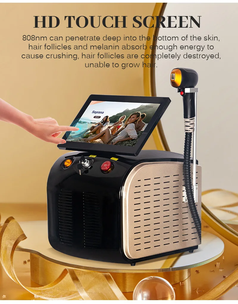 Professional Laser Epilator Ice Titanium Permanent Hair Removal 3 Wavelengths Diode Laser Remove Hair Machine for Salon