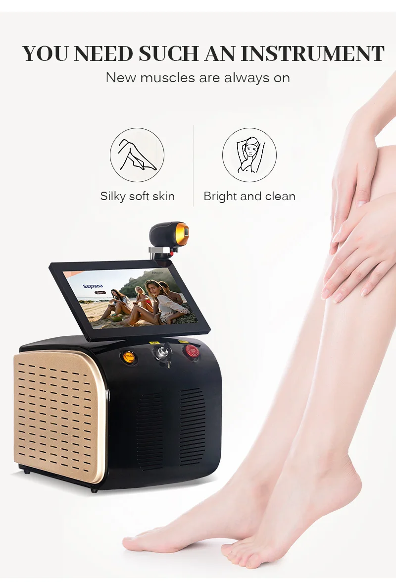 Professional Laser Epilator Ice Titanium Permanent Hair Removal 3 Wavelengths Diode Laser Remove Hair Machine for Salon