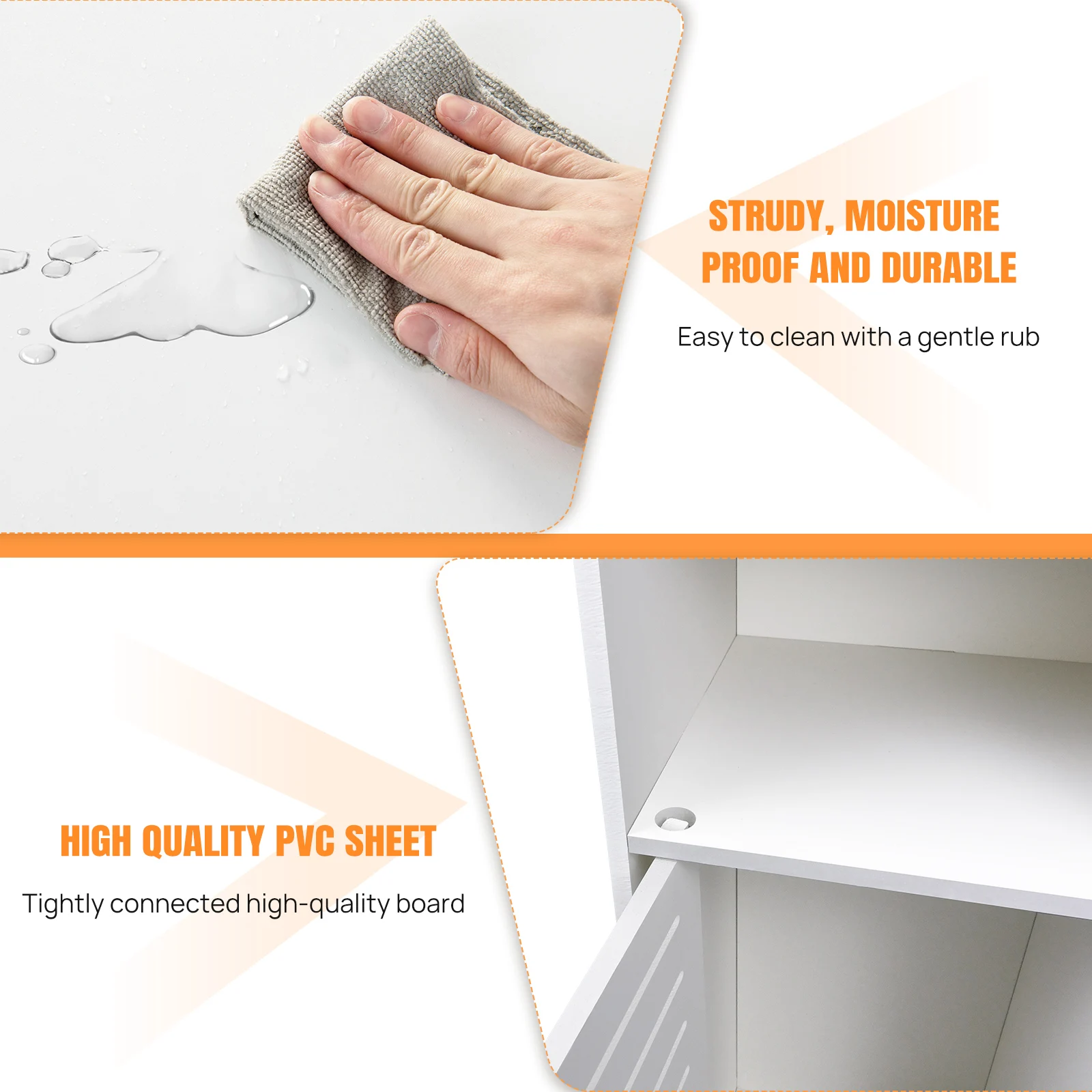 DayPlus 5-Tier Tall Bathroom Floor Cabinet, Waterproof Bathroom Storage Cabinet with Door and Shelves, Free Standing Cabinet