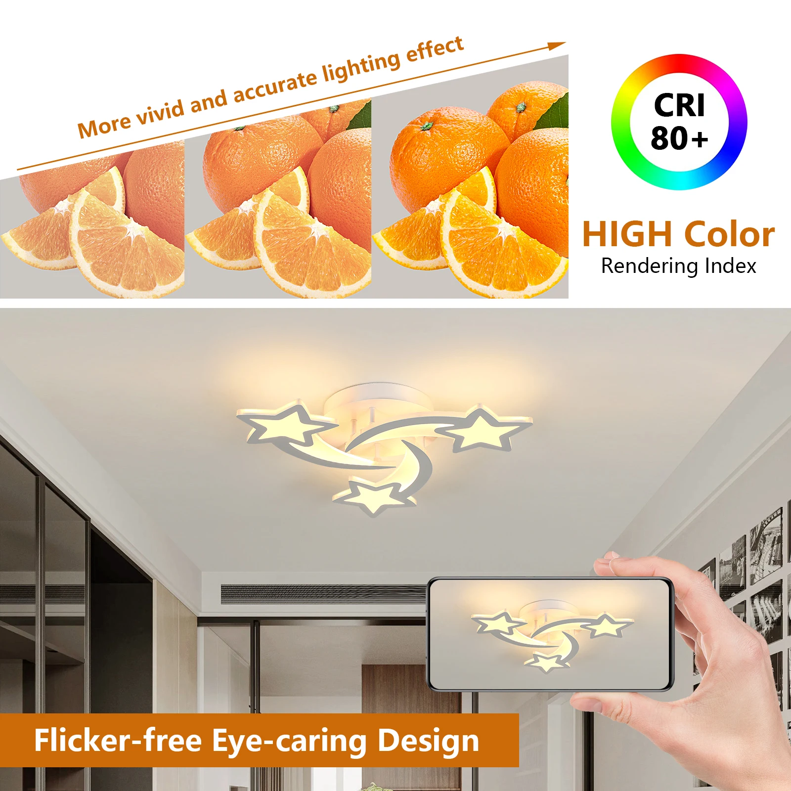 LED Ceiling Lamp, Modern 40 W 4500 LM, White Acrylic Ceiling Light for Living Room, Bedroom, Kitchen Cool White Light 6500 K [En