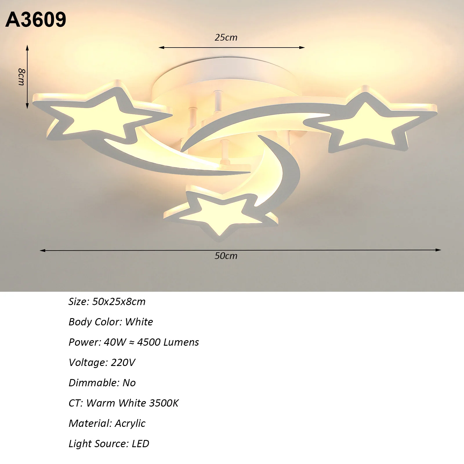 LED Ceiling Lamp, Modern 40 W 4500 LM, White Acrylic Ceiling Light for Living Room, Bedroom, Kitchen Cool White Light 6500 K [En