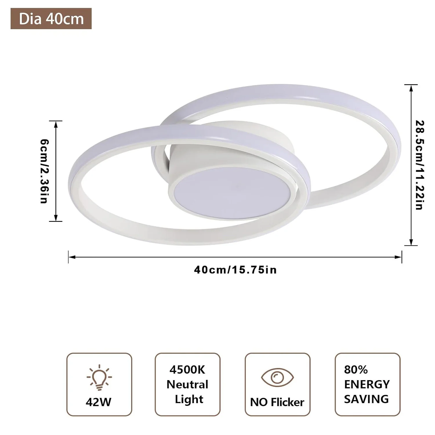 Neutral White 4500K LED Ceiling Light Modern Ceiling Lamp White Round LED for Kitchen Dining Room Bedroom Hallway Room