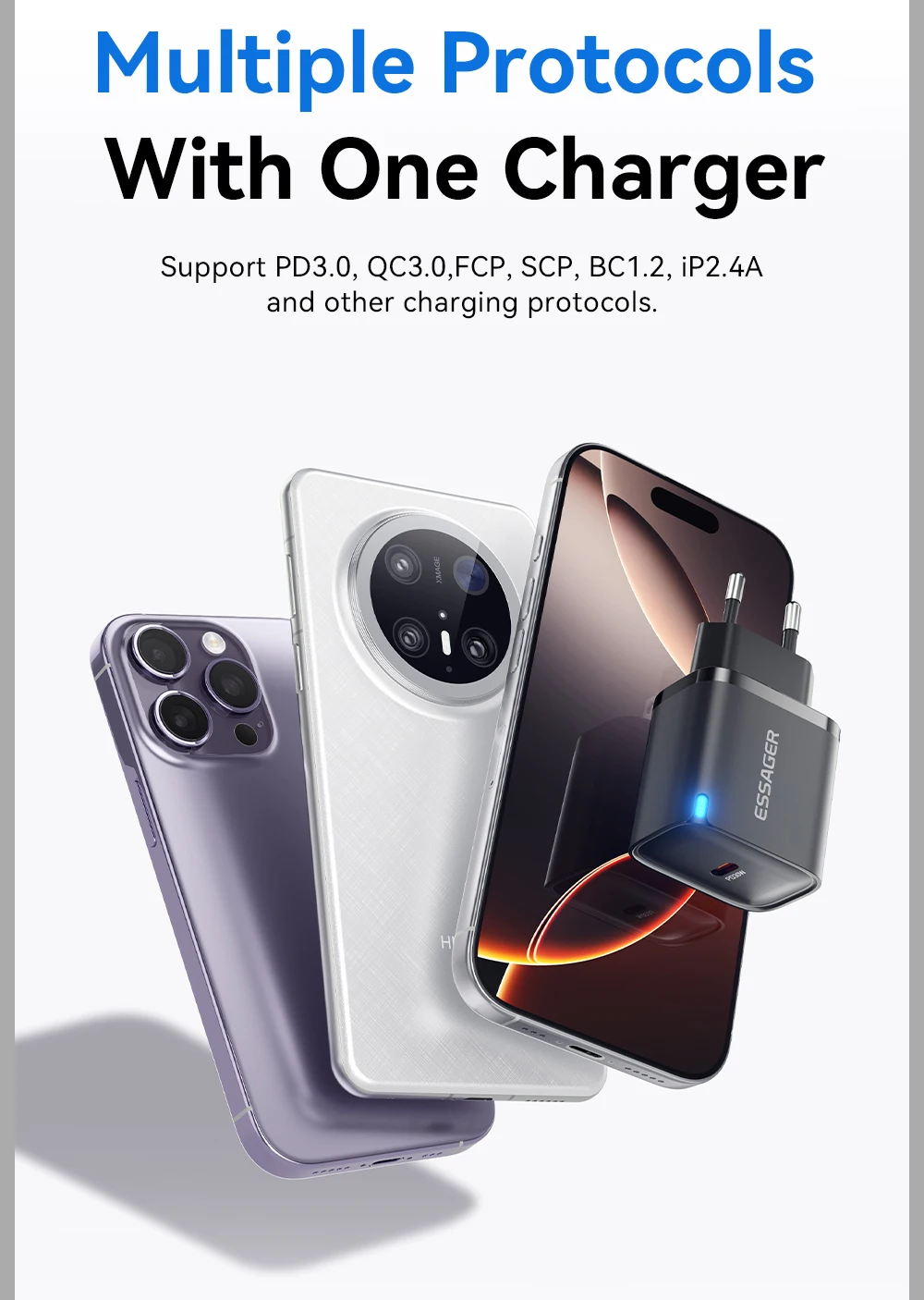 Essager Mini 30W Type C Charger PD QC3.0 Fast Type C Charger For iPhone 16 15 14 13 Pro Samsung S25 Xiaomi iPad Travel Adapter
