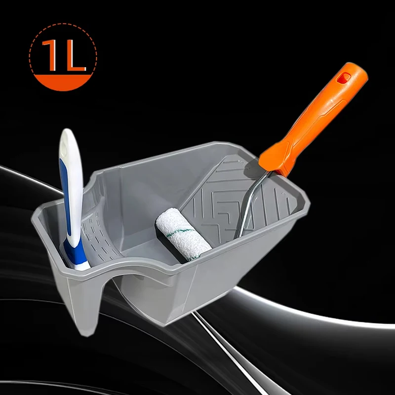 4-Inch Handheld Paint Cup with Roller Frame - Durable PP Material, Large Capacity, Easy Matching for Brushes & Rollers, Gray