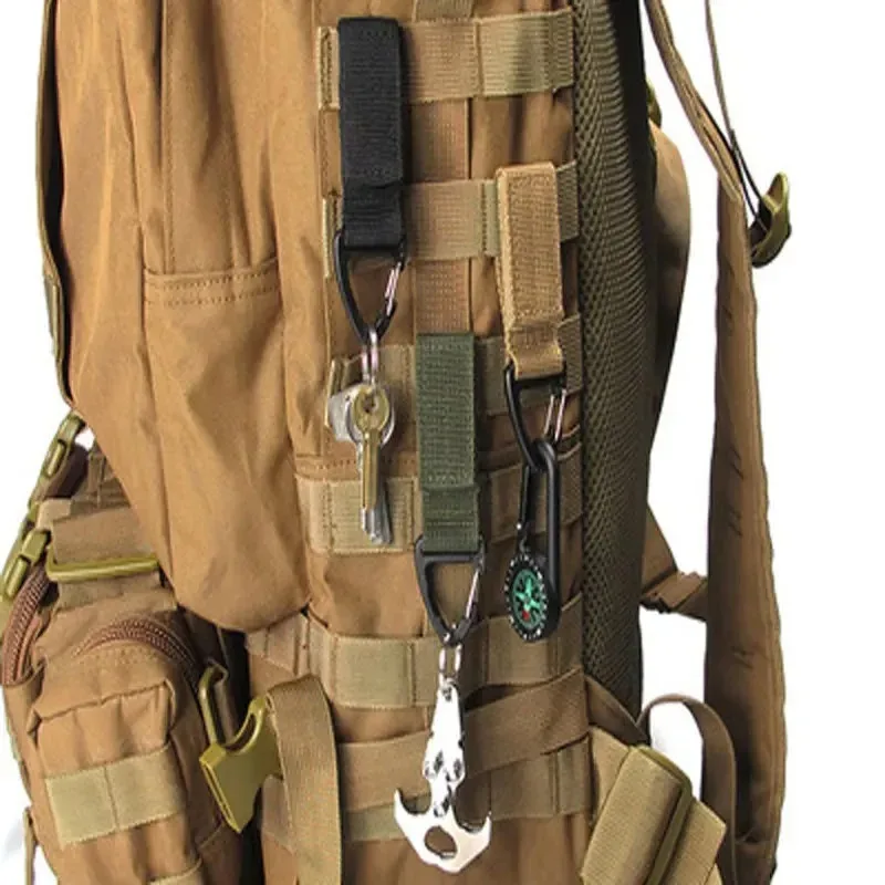1/2/3Pcs Tactical Hanging Key Hook Clip Clamp Buckle Nylon Webbing Molle Belt Carabiner Outdoor Strap Climbing Accessories