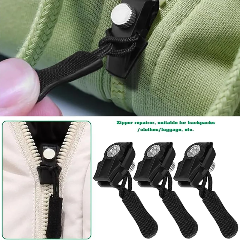 3-12Pcs Universal Zipper Repair Kit Quick Instant Detachable Zipper Head Replacement Zipper Slider Pull Jacket Bags Coat DIY Sew