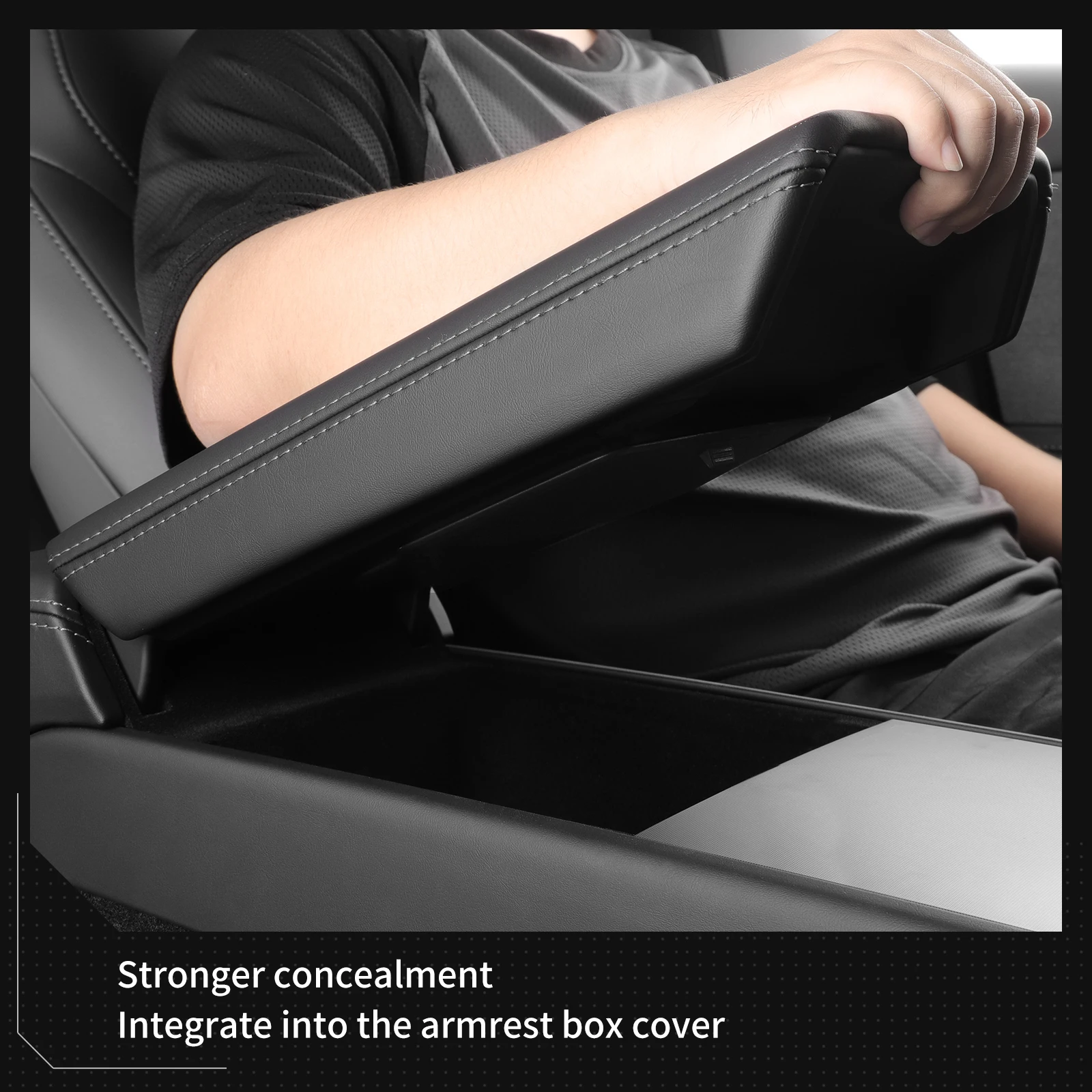 LUCKEASY for Tesla Model 3 Highland/Model Y Juniper 2025 2026 Car Armrest Box Hidden Storage Box Center Console Storage Case