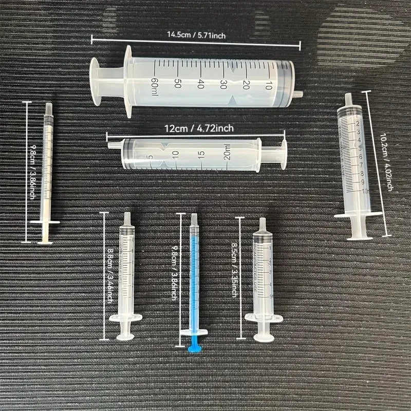14/10pcs Syringe Set with Blunt Needles, Various Size1ml,3ml,5ml,10ml,20ml,60ml,Plastic, for Refilling, Measuring, Scientif