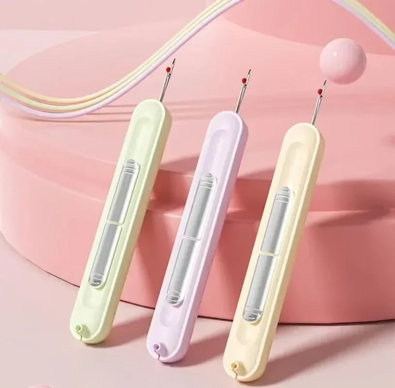 2 In 1 Needle Threader and Seam Ripper Tool Multifunctional Sewing Thread Remover Cross Stitch Crafting Accessories Easy Use