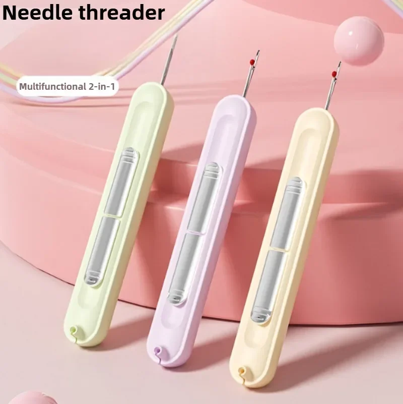 2 In 1 Needle Threader and Seam Ripper Tool Multifunctional Sewing Thread Remover Cross Stitch Crafting Accessories Easy Use